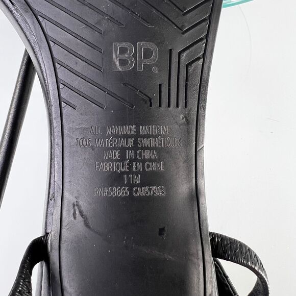 BP Billy Strappy Heel Sandals Black Faux Leather Back Strap Open Toe - Picture 4 of 4